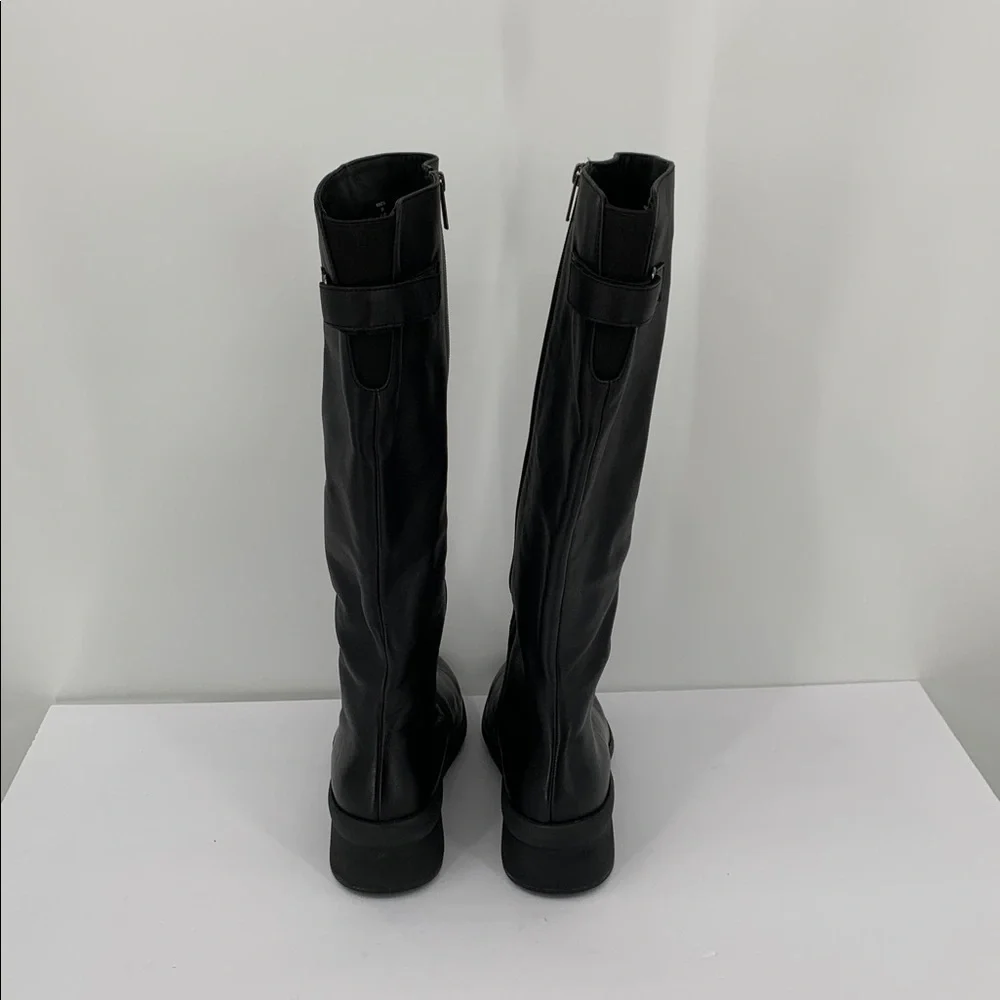 ABEO Passage tall knee high boots black leather wedge comfort zipper EUC 11